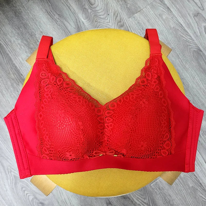 Push Up Bra for Women Sexy Floral Lace Bralette Wireless Soft Seamless Brassiere Cotton Comfortable Gathered Female Lingerie