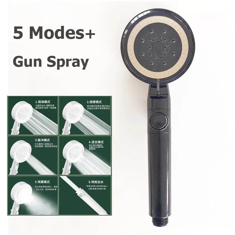 Pressurized Filter Shower Head High Pressure 5 Modes Water Saving Nozzle Powerful Spa Handheld Showers Bathroom accessorie