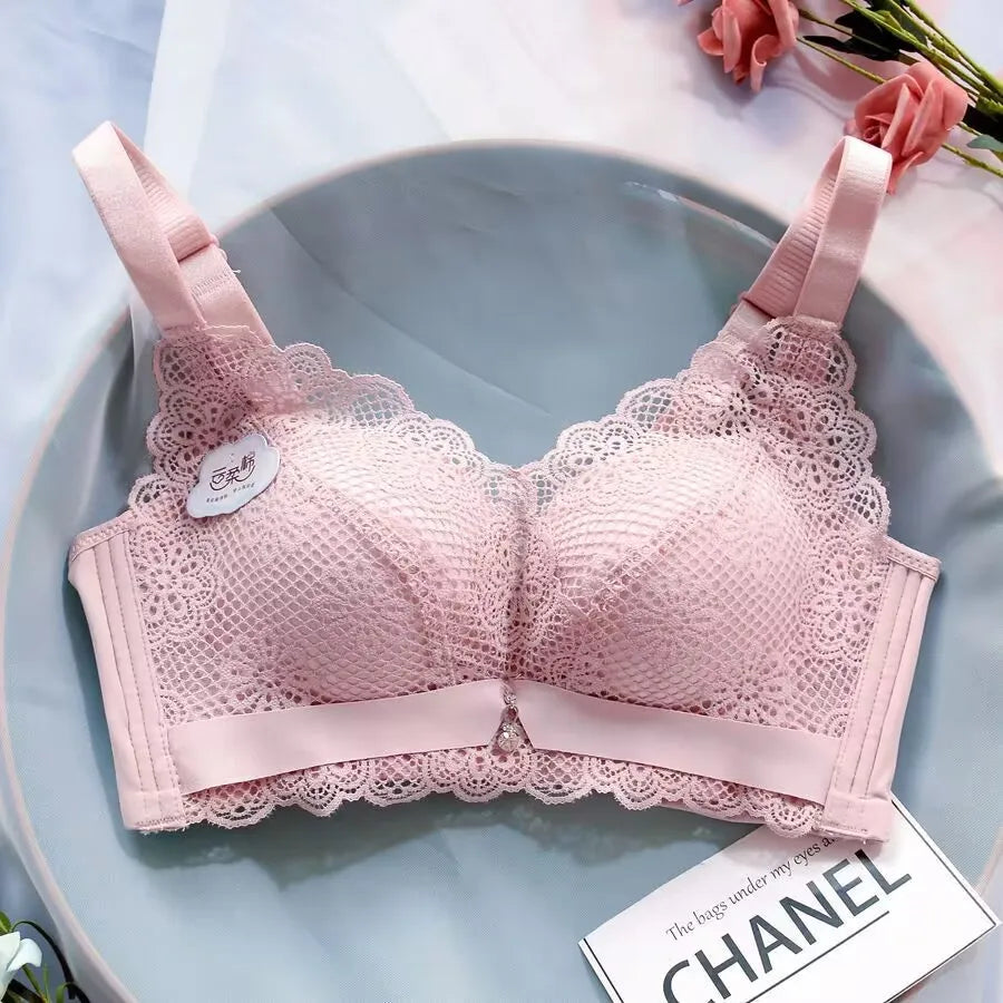 Push Up Bra for Women Sexy Floral Lace Bralette Wireless Soft Seamless Brassiere Cotton Comfortable Gathered Female Lingerie