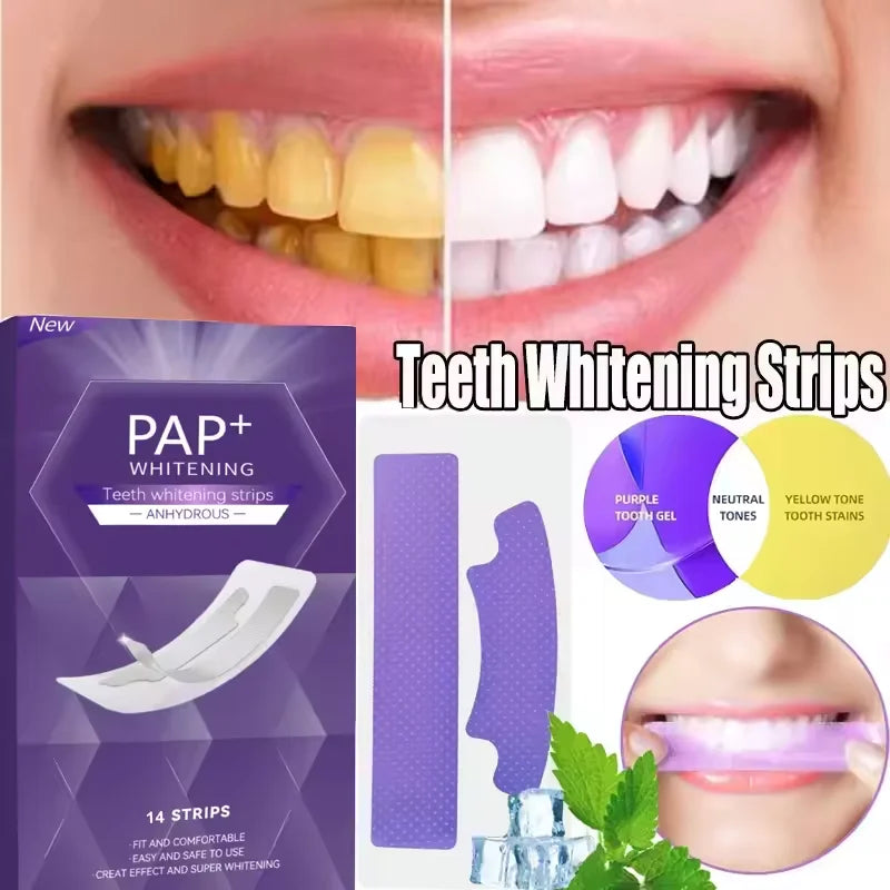 Purple Teeth Whitening Strips Remove Plaque Stains Cleaning Oral Hygiene Bleaching Dental Tools Fresh Breath Brighten Tooth Care