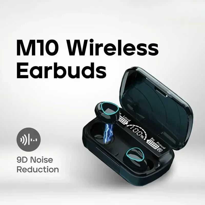 Original M10 Wireless Bluetooth Earpods - All-in-One Sports Headphones with Active Noise Canceling, Stereo Sound & Built-in Mic