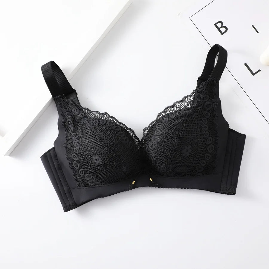 Push Up Bra for Women Sexy Floral Lace Bralette Wireless Soft Seamless Brassiere Cotton Comfortable Gathered Female Lingerie