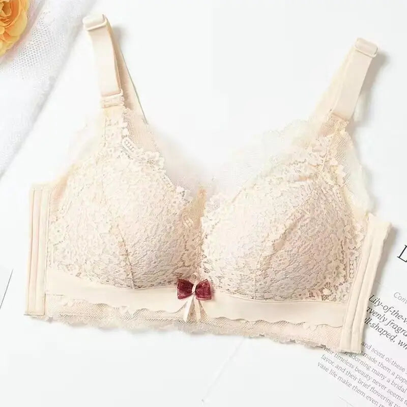 Push Up Bra for Women Sexy Floral Lace Bralette Wireless Soft Seamless Brassiere Cotton Comfortable Gathered Female Lingerie