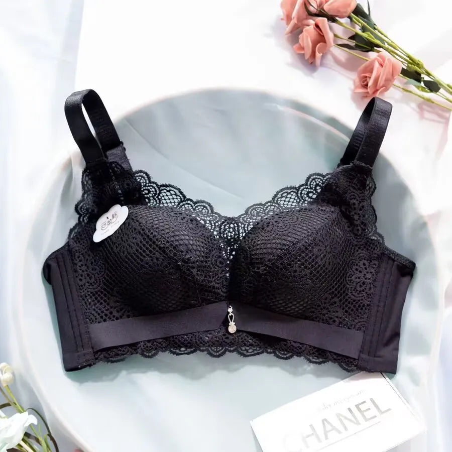 Push Up Bra for Women Sexy Floral Lace Bralette Wireless Soft Seamless Brassiere Cotton Comfortable Gathered Female Lingerie