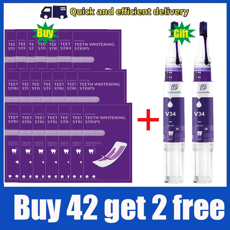 Purple Teeth Whitening Strips Remove Plaque Stains Cleaning Oral Hygiene Bleaching Dental Tools Fresh Breath Brighten Tooth Care