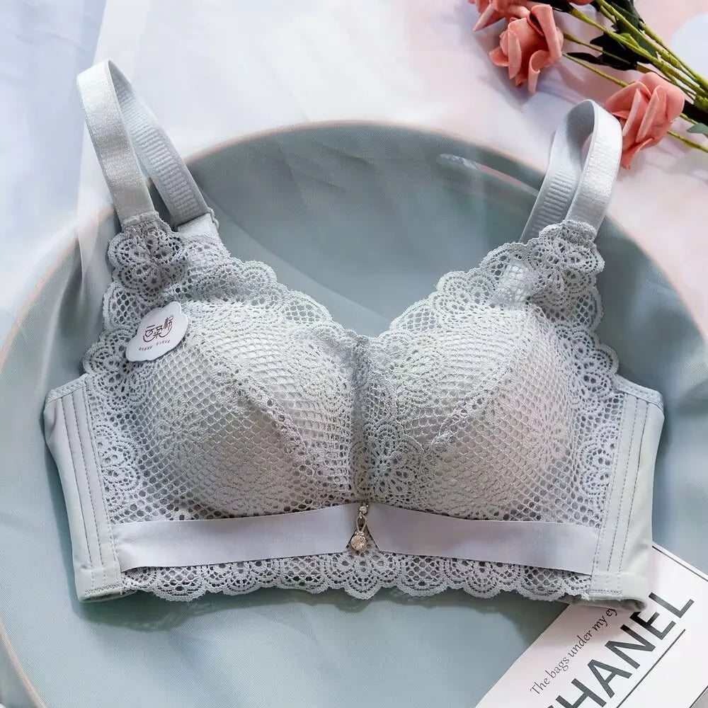 Push Up Bra for Women Sexy Floral Lace Bralette Wireless Soft Seamless Brassiere Cotton Comfortable Gathered Female Lingerie