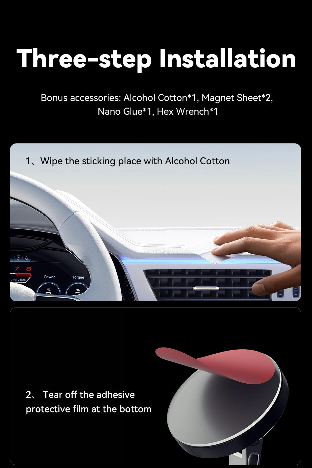 Essager Magnetic Wireless Charger Car Phone Holder 15W Fast Charging Easy Paste Mount Stand For Magsafe iPhone 15 14 13 Pro Max